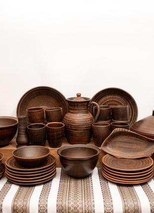 Рождественский набор керамической (глиняной) посуды "праздничный" на 12 человек