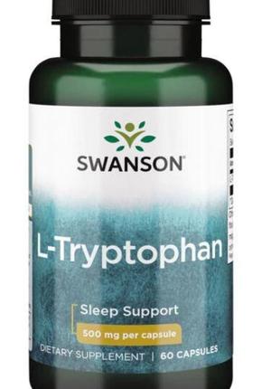 L-триптофан (l-tryptophan) амінокислота для здорового сну від swanson, 500 мг, 60 капсул