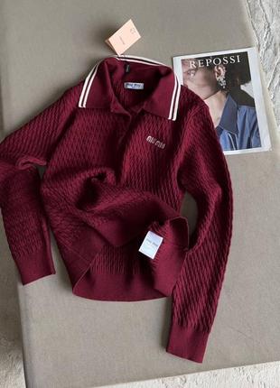 Свитер поло женский бордовый
