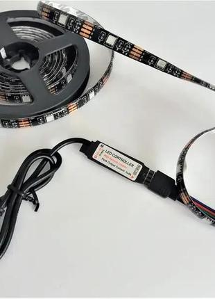 Стрічка світлодіодна rgb 5050 2 м з пультом для підсвічування телевізора, монітора, меблів від usb4 фото