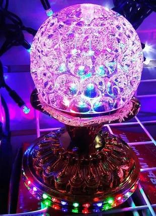 Диско шар на золотой подставке rd-7207, хрустальный шар с подсветкой3 фото