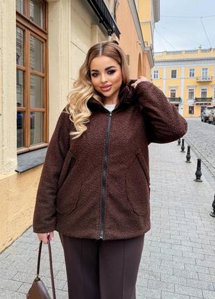 Тепла шуба еко шуба коричнева шуба шубка батал полушубок4 фото