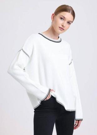 Женский оригинальный свитер в стиле oversize машинная вязка шерсть s-xl