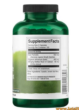 Подержка простаты swanson herbal prostate complex 200 капсул со пальметто витамины для здоровья простаты 2
