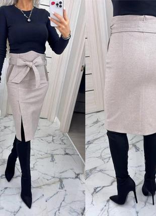 Женская юбка карандаш кашемировая s (42/44) м (46/48) l (50/52) xl ( 54/56)3 фото