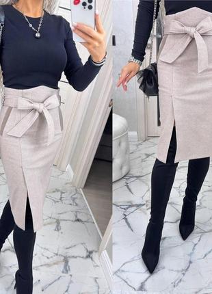 Женская юбка карандаш кашемировая s (42/44) м (46/48) l (50/52) xl ( 54/56)4 фото