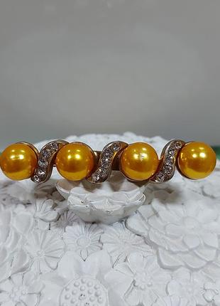 Брош планка з перлинами