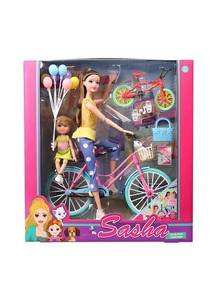 Кукла "sasha" с велосипедом и ребенком 51808