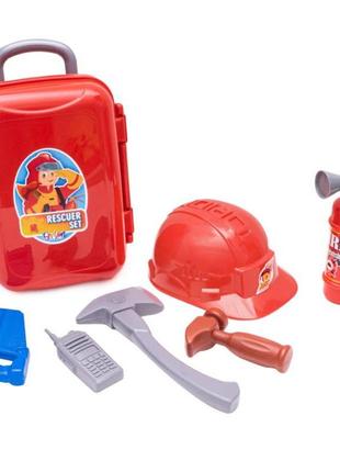 Дитячий ігровий набір пожежника у валізі з коліщатками