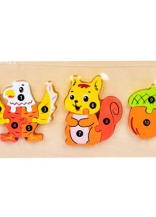 Детский деревянный пазл-вкладыш "белочка" md 0868-6 10 элементов