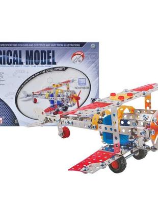 Конструктор металлический "самолет" 190дет. р.34,5*24*4,5см 816b-88