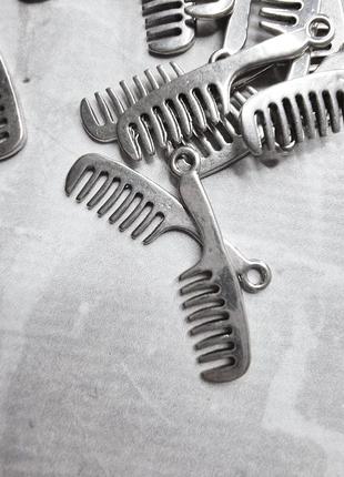 Металева підвіска гребінець 062 срібло, 2 штуки