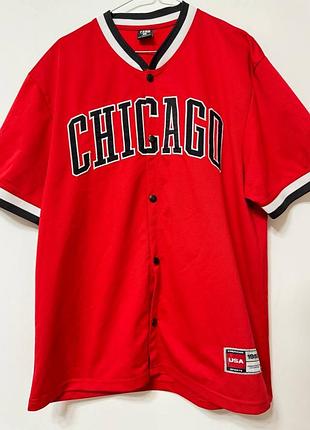 Футболка теніска чоловіча на кнопках червона fsbn, розмір m - l.