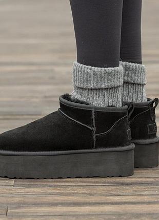 Угги ugg classic ultra mini platform boot black