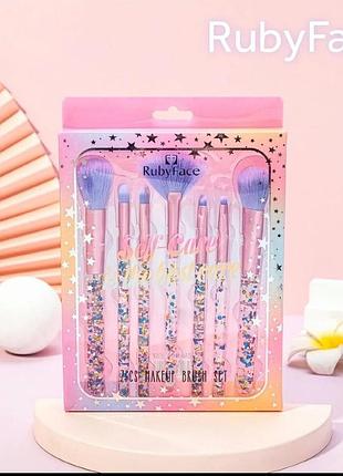 Набір пензлів для макіяжу ruby face self-care is the best care pink 7 предметів2 фото