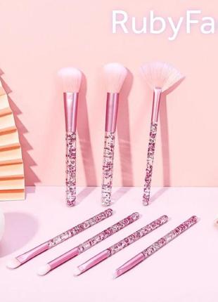 Набір пензлів для макіяжу ruby face self-care is the best care pink 7 предметів3 фото