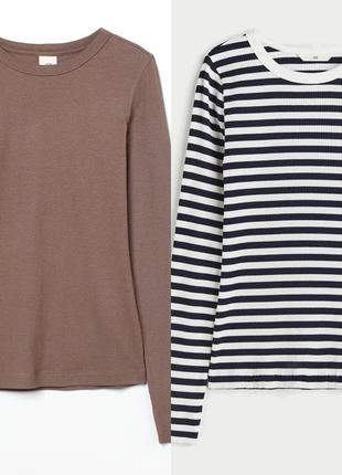 Лот топов лонгсливов h&m рубчик в полоску