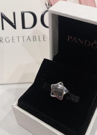 Срібний шарм (бусіна) pandora "зірка" пандора подарок для жінки