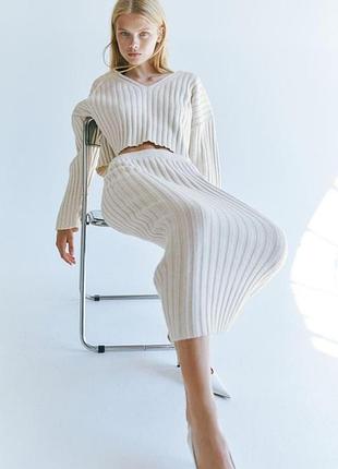 Нова в'язана спідниця міді в рубчик h&m. нова колекція!