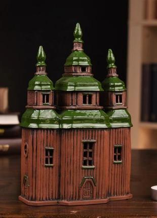 Керамический домик-подсвечник "церковь в пирогово". украинский сувенир