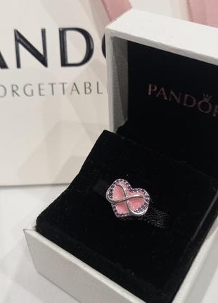 Срібний шарм (бусіна) pandora "безкінечне серце" пандора подарок для жінки