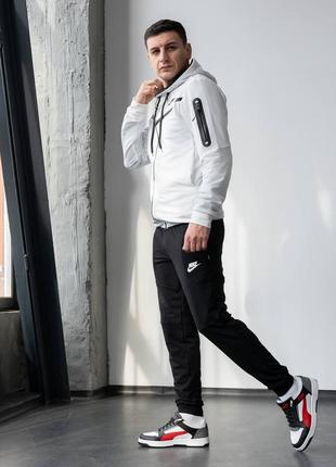 Футболка в подарунок ! підлітковий спортивний костюм чоловічий в стилі nike tech fleece чорно-білий3 фото