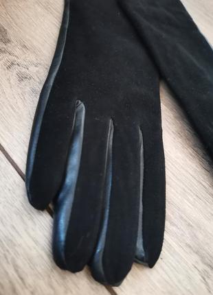 Перчатки кожаные замшевые женские длинные