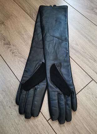 Перчатки кожаные замшевые женские длинные