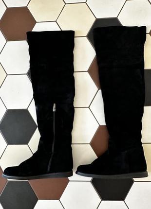 Зимние замшевые ботфорты женские