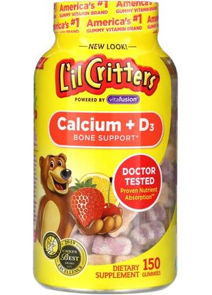Кальцій та вітамін д3 для дітей l'il critters calcium d3 для підтримки кісток 150 жувальних мармеладок