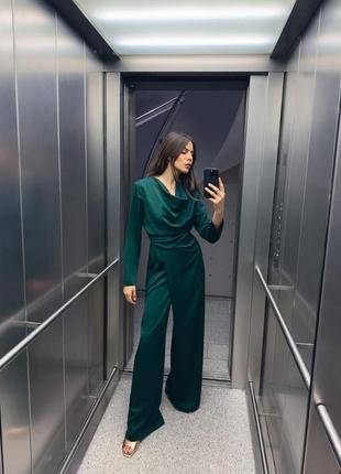 Комбинезон женский зеленый креповый zara new
