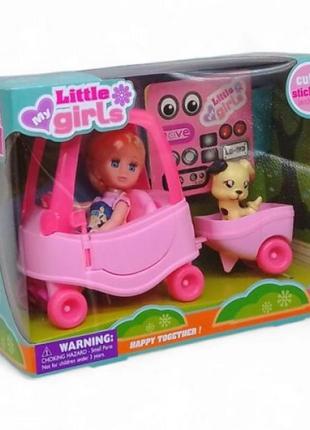 Кукла с машинкой и домашним любимцем, блондинка