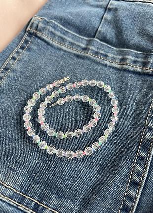 Цветное ожерелье чокер из бусин радга