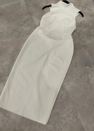 Плаття міді з високим коміром і відкритою спиною6 фото
