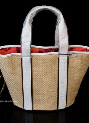 Літня пляжна солом'яна сумка, шопер, тоут victorias secret, вікторія сікрет