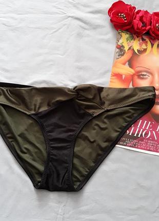 Низ от купальника женские плавки размер 48-50 / 14-16 черный бикини хаки на утяжке