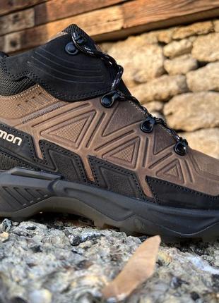 Спортивные кожаные ботинки, кроссовки термо salomon ranger coyote gore-tex