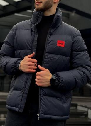 Зимова темно синя куртка пуховик тепла hugo boss