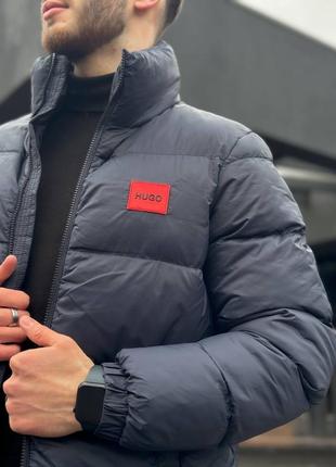Зимова темно синя куртка пуховик тепла hugo boss3 фото