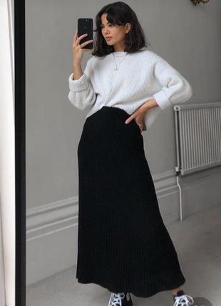 Длинная новая макси юбка трикотажная базовая черная h&m