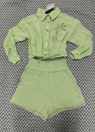 Летний костюм для девочки 7/8роков. салатовый. river island