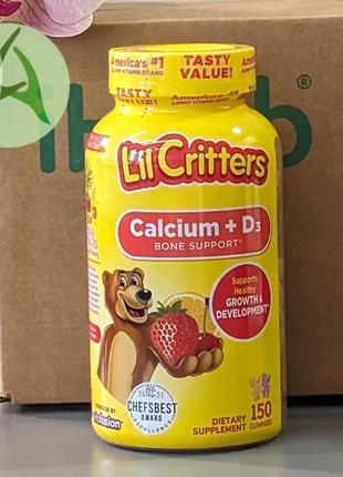 L'il critters, кальцій і вітамін d3, підтримка кісток, зі смаком черешні, апельсину та полуниці, 150 жувальних мармеладок