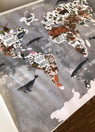 Карта мира в скандинавском стиле для детской комнаты