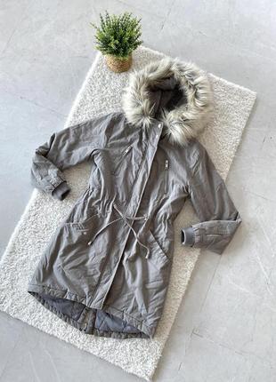 Куртка new look xs/s зимняя парка серая