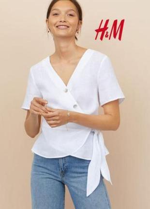 Блуза з запахом лён h&m