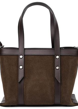 Замшева жіноча сумка тоут італія firenze fz380337 у кольорі шоколад