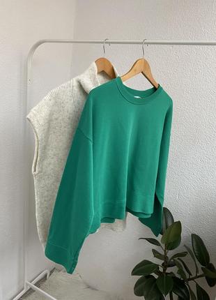 Зеленый свитшот оверсайз h&m