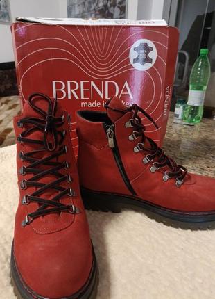 Зимние замшевые сапоги- ботинки, 39р, 25см, нубук, турция, фирма brenda, очень качественные