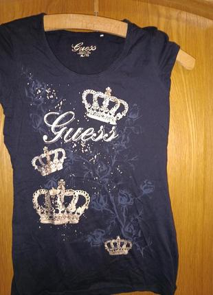 Футболка корона черная шикарная guess