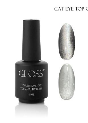 Топ для гель-лаку gloss cat eye top coat, 11 мл